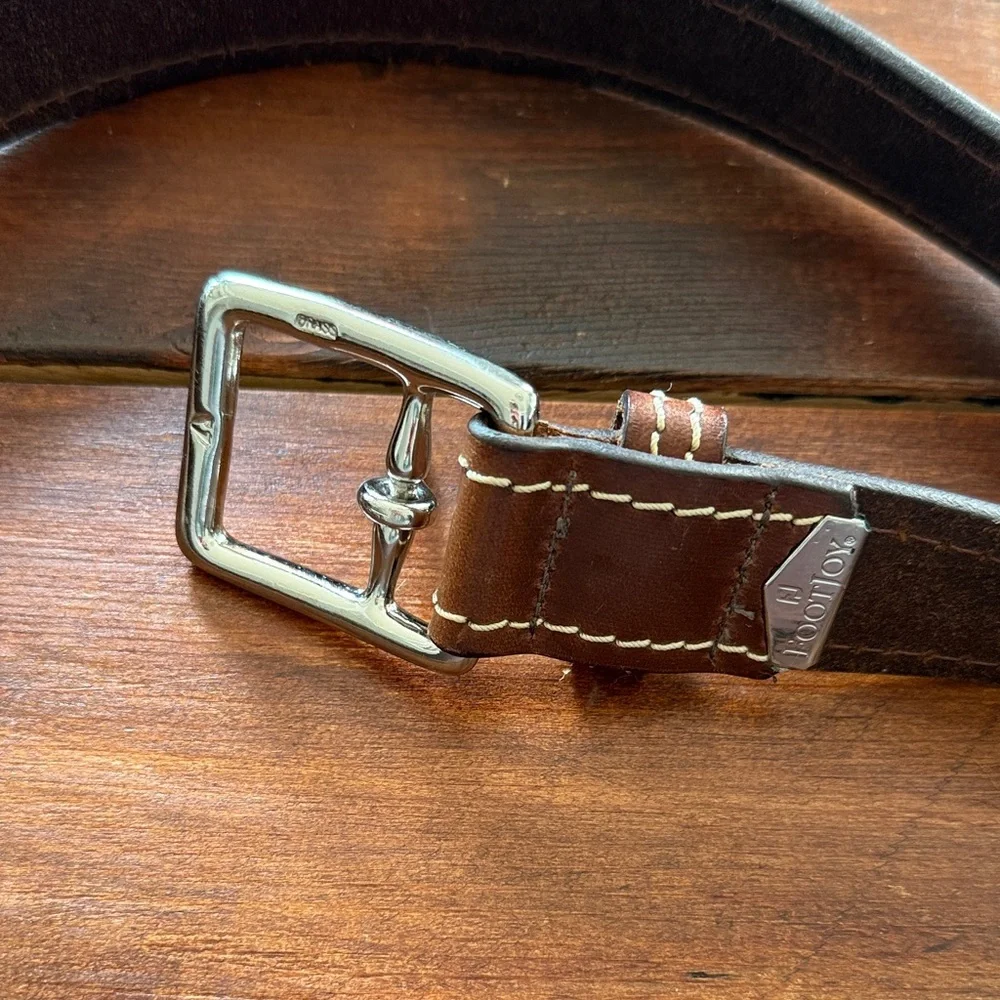 FootJoy Dark Brown Leather Belt with White Stitching Size 42